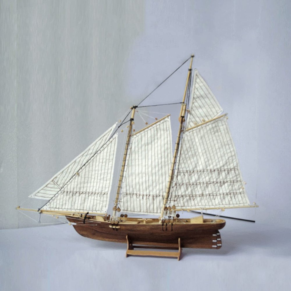 HAPYLY Scale DIY Hobby Wooden Ship Science Equipmen Assembly Model Boat Kits Sailing Boat Kit Decor Toy Gift (1:120)