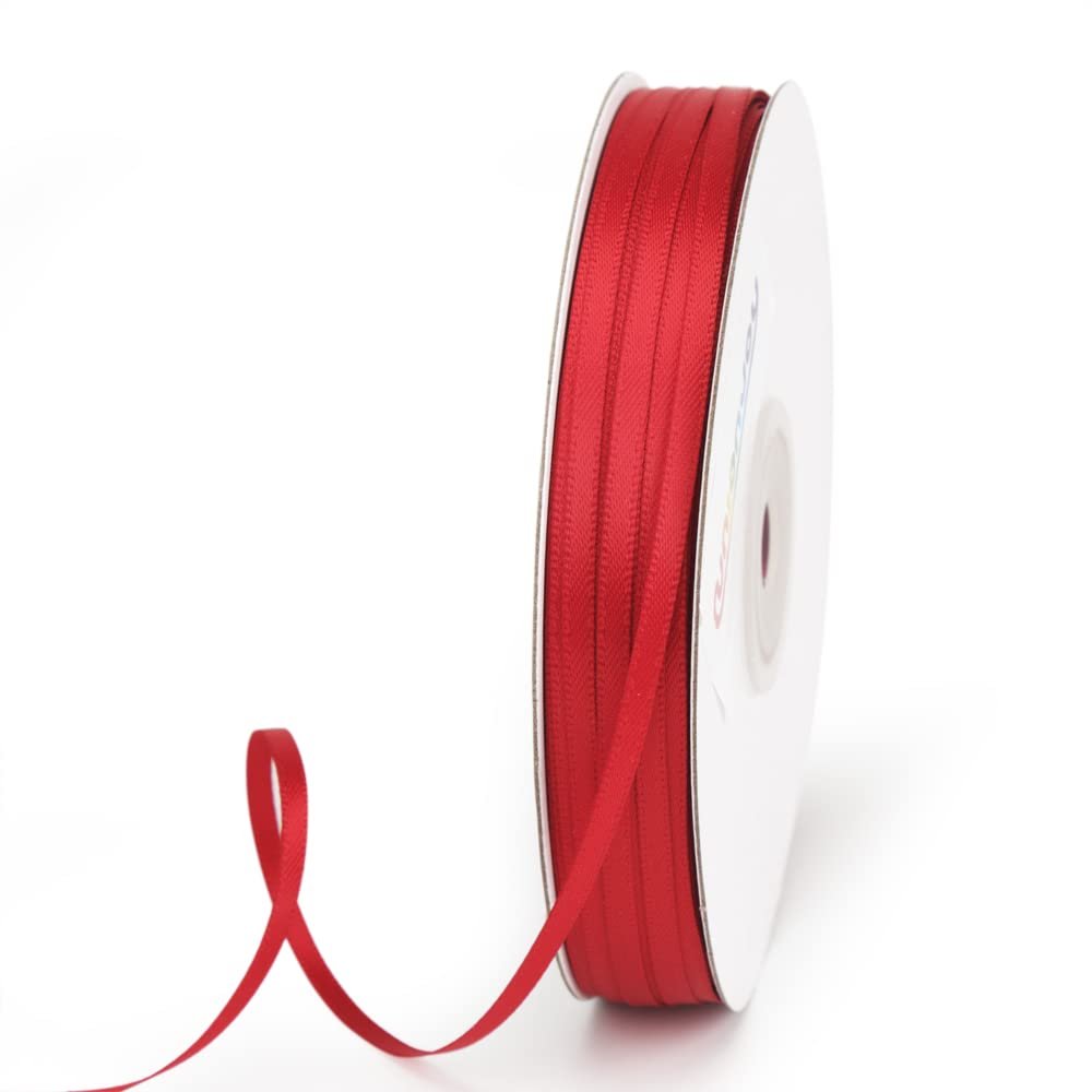 UnionJoy 1/8 inch Red Satin Ribbon 100 Yards Solid Double Face Ribbons for Gift Wrapping Hair Craft Party Decoration Flower Bouquet Wedding Baby Shower Decoration