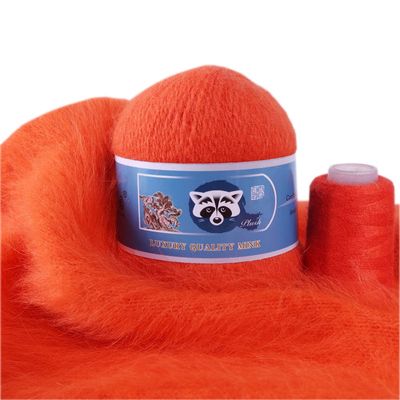 3 Balls Mink Cashmere Yarn, Luxury Fur Hairy Long Plush Mink Cashmere Yarn for Hand Knitting Crochet DIY Project 150g (Orange)