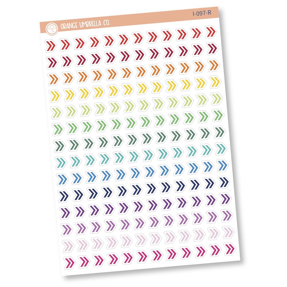 Arrow Icon Planner Stickers, Fast Forward Arrow Planner Labels, Color Print Planning Stickers (I-097-R)