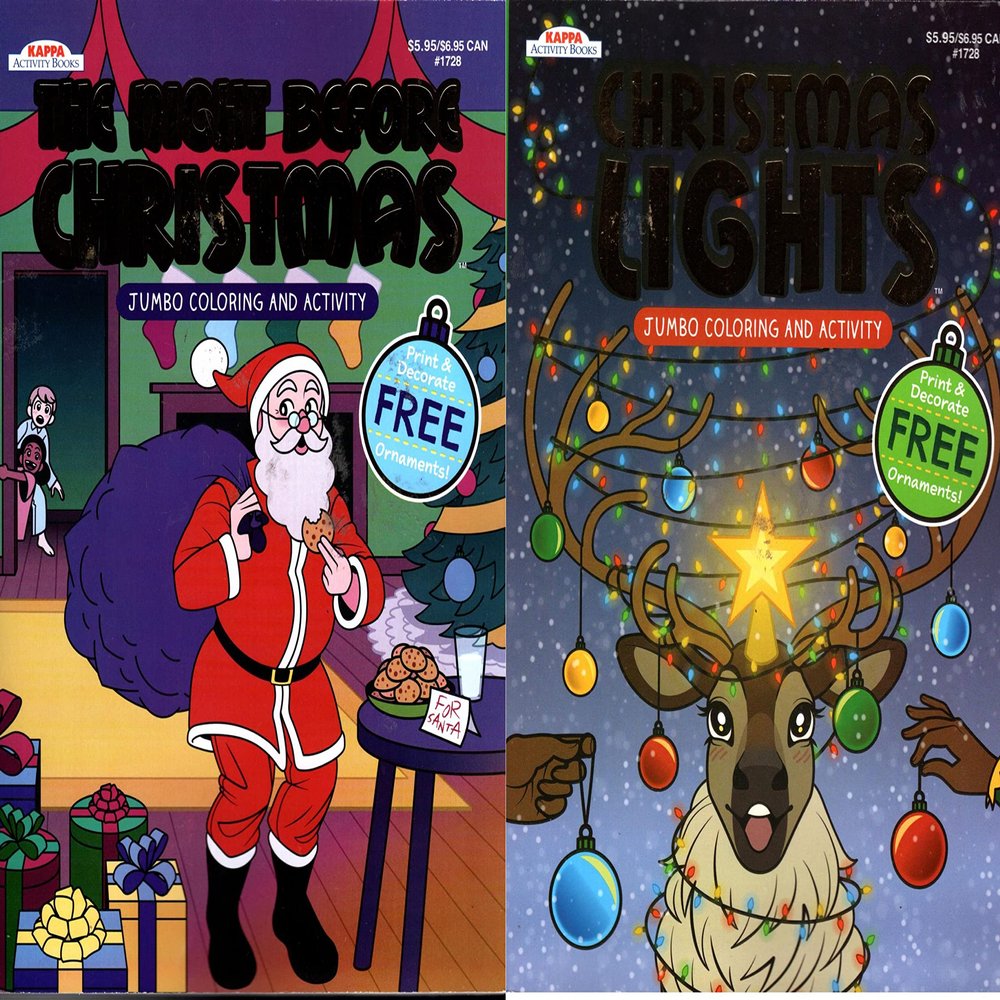 Christmas Holiday - Jumbo Coloring and Activity Book ~ Christmas Lights & The Night Before Christmas (Set of 2 Books)
