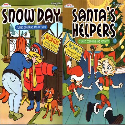 Christmas Holiday - Jumbo Coloring and Activity Book ~ Santa's Helper & Snow Day (Set of 2 Books)