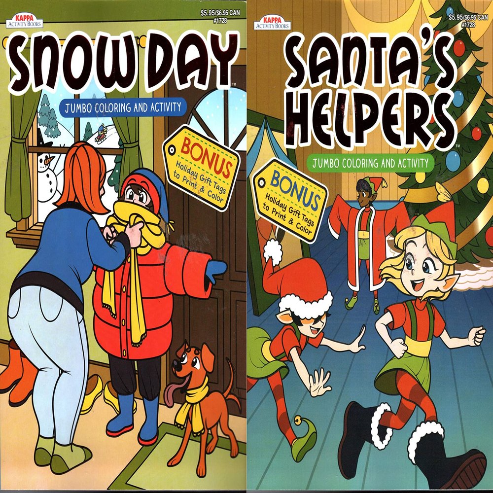 Christmas Holiday - Jumbo Coloring and Activity Book ~ Santa's Helper & Snow Day (Set of 2 Books)