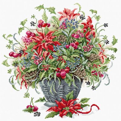 December Bouquet Gold Cross Stitch Kit by Luca-S