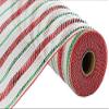 10.5 inch x 30 feet (10 Yards) Poly Faux Jute Matte Metallic Mesh Ribbon, Christmas Lime Green, Red, Emerald view 1