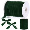 Chuangdi 1 Inch, 60 Yard Christmas Green Velvet Ribbon Wide Vintage Velvet Ribbons for Christmas Tree Ornaments Flower Bouquets Wedding Wreath Bow Making DIY Craft Choker view 1