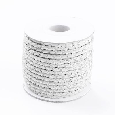 10.93 Yards 3mm Round Braided Cowhide Cords WhiteSmoke Genuine Braided Leather Cords for Bracelet Necklace Jewelry Making