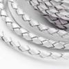 10.93 Yards 3mm Round Braided Cowhide Cords WhiteSmoke Genuine Braided Leather Cords for Bracelet Necklace Jewelry Making view 4