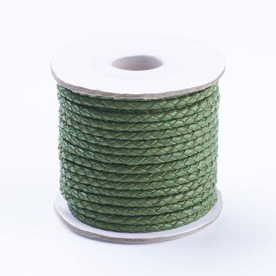 10.93 Yards 3mm Round Braided Cowhide Cords Green Genuine Braided Leather Cords for Bracelet Necklace Jewelry Making