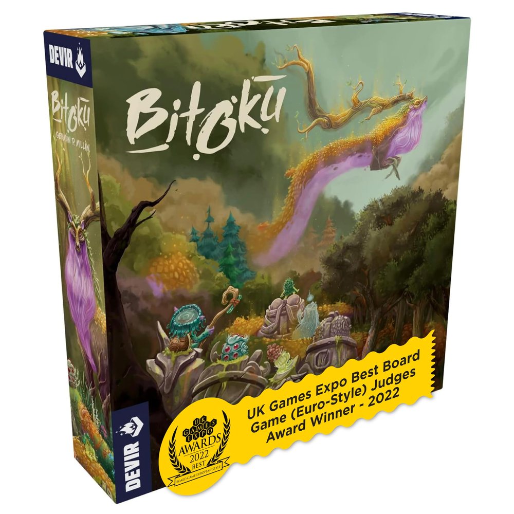Devir - Bitoku Board Game, Advanced Strategic Eurogame with Dice Placement, Engine Building & Hand Management, for Teens & Adults, Ages 14+, 14 Players, 120 Playtime (English & Spanish Version)