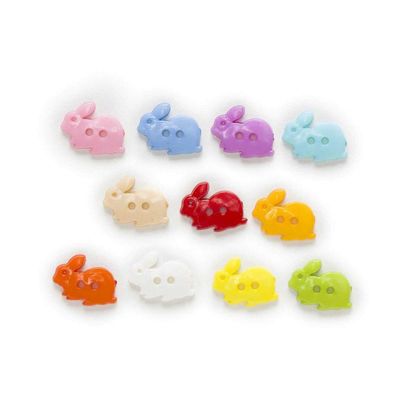 HANRUO 100 Pcs Cartoon Rabbit 2 Holes Mixed Acrylic Buttons Sewing Scrapbook Decorative Clothing DIY Making 17x13mm (Color : Multi-Colored)