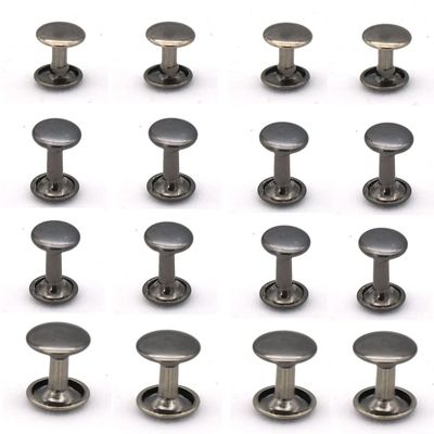 50 Sets Gun Metal Double Cap Rivets Gun Metal Leather Rivets Use for Rapid Rivets Leather Craft Repair Leather Clothing and Crafts (14mm)