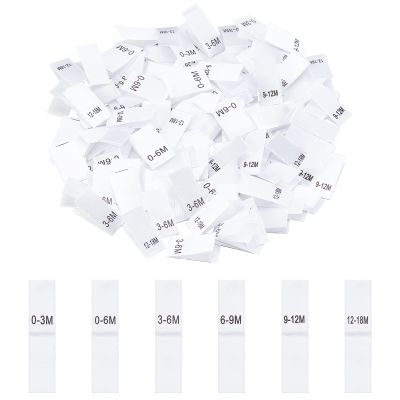 NBEADS 600 Pcs Clothing Labels - 6 Styles Embroidered Size Tags for Sewing, White