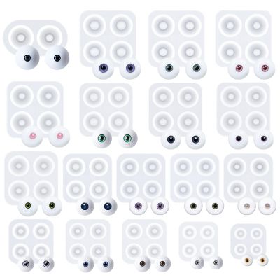 WANDIC Doll Eyes Molds, 18 Pieces Different Size of Eyeball Dome Silicone Molds Eyeball Casting Mold Pupil Eye Clear Silicone Mold for DIY Craft