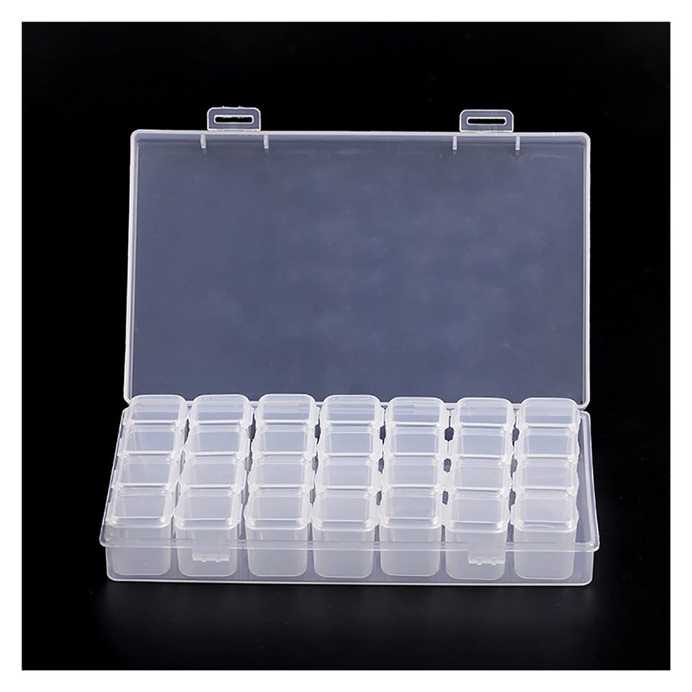 HANRUO Diamond Jewelry Box Rhinestone Embroidery Crystal Bead Storage Box Accessories Container (Color : 28 Girds T)