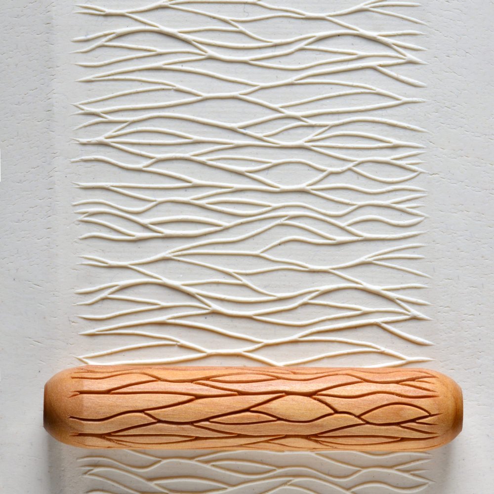 MKM Pottery Tools Wood Big Hand Rollers for Clay (BHR-88 Sedimentary Layers 2)