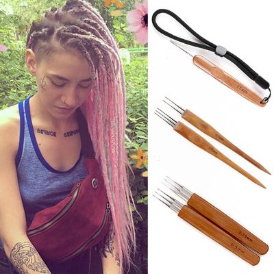 YYDS Rat-tail Crochet Hook Bamboo Handle Hook Crochet Hook Hair Dreadlocks Weaving Needle Wig Making Tools For Dreadlock(0.75mm 1 hook)