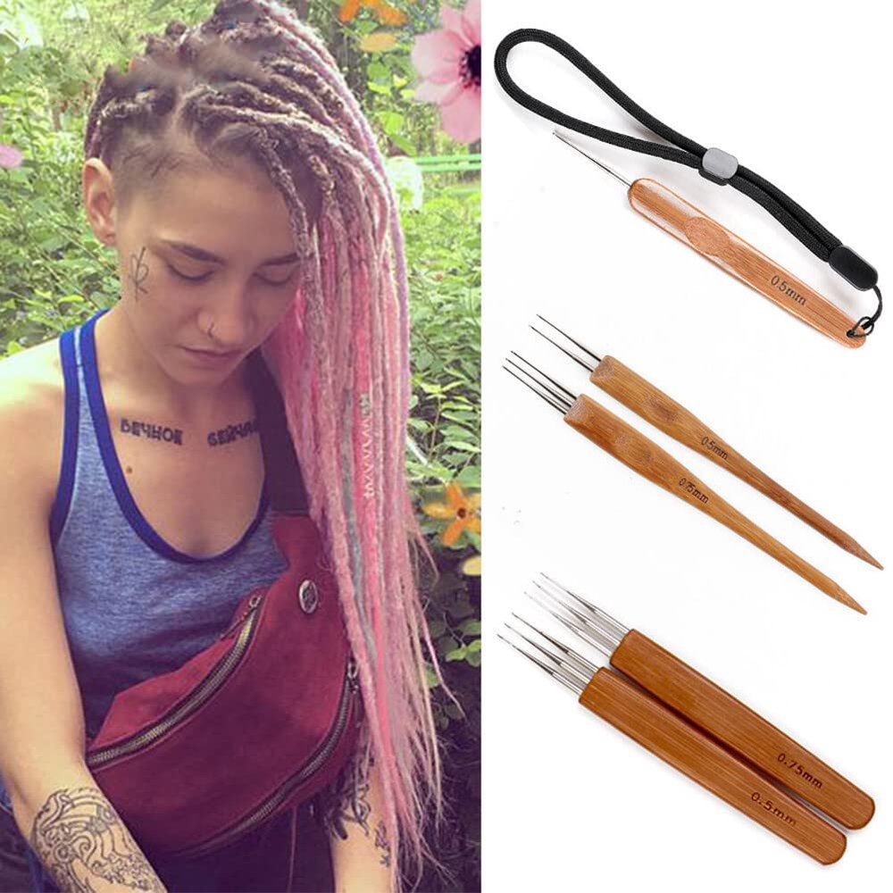 YYDS Rat-tail Crochet Hook Bamboo Handle Hook Crochet Hook Hair Dreadlocks Weaving Needle Wig Making Tools For Dreadlock(0.75mm 1 hook)