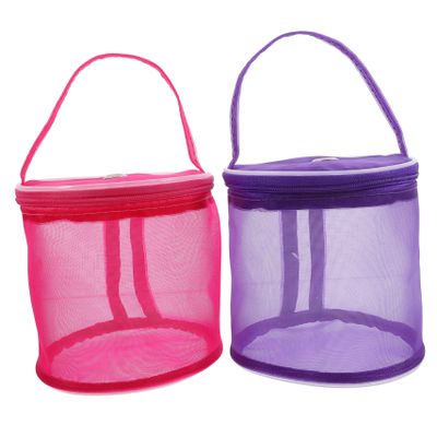Wakauto 2pcs Portable Yarn Storage Bag Mesh Handbag for Crochet Knitting Embroidery for Organizing and Sewing Tools Travel-Friendly Design