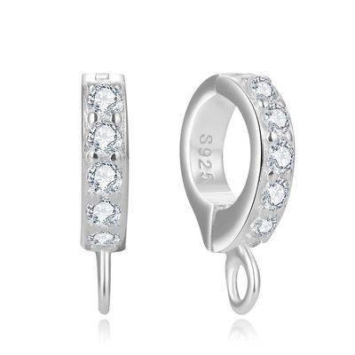 5pcs Adabele Authentic Sterling Silver 0.5 Inch Interchangeable Hinged Pendant Clasp Bail Clip Cubic Zirconia Tarnish Resistant for DIY Craft Jewelry Making SS96-3