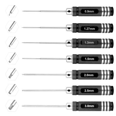 RC Hex Screwdriver Set 0.9mm 1.27mm 1.3mm 1.5mm 2.0mm 2.5mm 3.0mm 7pcs Allen Wrench Repair Tool Kit for RC Models