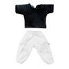 niannyyhouse T-Shirt + Pants 2-Piece Set Camouflage Overalls Solid Color T-Shirt 1/12 BJD OB11 Doll 4.3 inches (11 cm) Body Figure Accessory (White) view 1