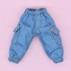 niannyyhouse T-Shirt + Pants 2-Piece Set Camouflage Overalls Solid Color T-Shirt 1/12 BJD OB11 Doll 4.3 inches (11 cm) Body Figure Accessory (Denim Blue) view 4