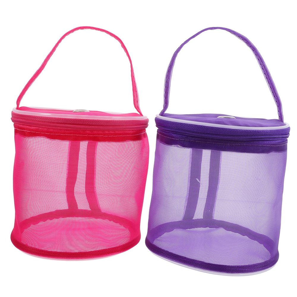 2pcs Yarn Storage Bag Portable Knitting Tote Organizer Zipper Closure for Crochet Yarn and Accessories Mesh Design for