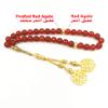 Tasbih Natural Red Agate with Matte red Agate Misbaha Muslim Gift Accessories on Hand (8mm x 66 Beads) view 2
