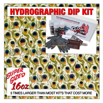 Hydrographic Dip Kit Peacock Feathers 16oz dip demon Hydro dip Dipping
