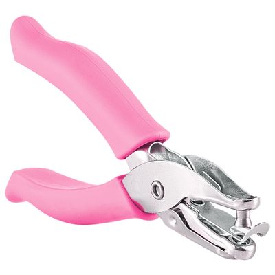 Single Hole Punch Metal Pink, 1/4 Hole Puncher with Soft Grip Handles for Paper and Crafts Round Circle Shape, for Kids and Adults, Also Available in Green, Blue, Red, Purple, Grey, 1 Pc by Enday