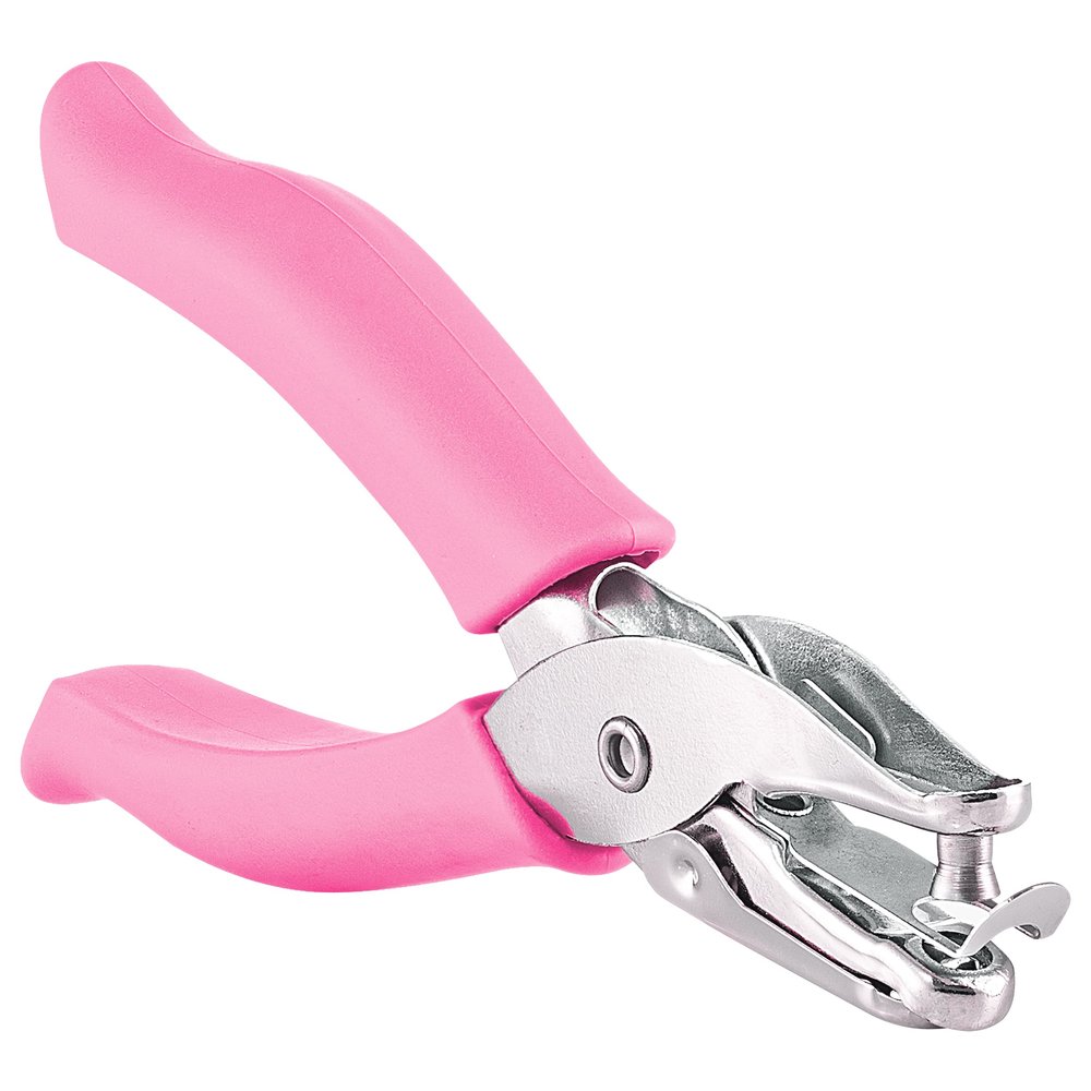 Single Hole Punch Metal Pink, 1/4 Hole Puncher with Soft Grip Handles for Paper and Crafts Round Circle Shape, for Kids and Adults, Also Available in Green, Blue, Red, Purple, Grey, 1 Pc by Enday