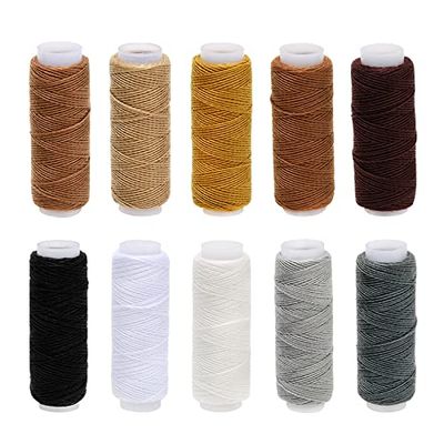 10 Assorted Colors 3-Ply Denim Polyester Sewing Thread Set, 108m Each Spool, Heavy Duty Thread for Hand Sewing, Hair Weaving, Wig Making & Hair Extensions (Multiple Colors)
