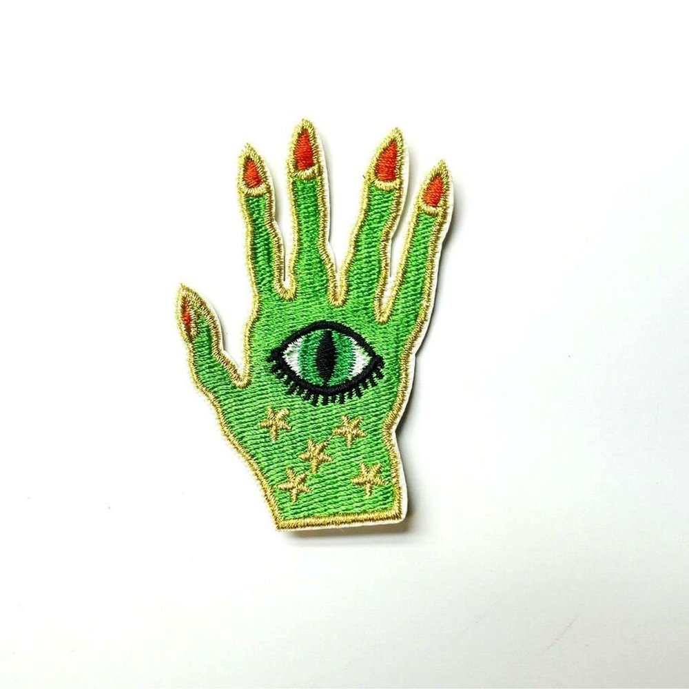 Witch Hand Evil Eye Iron-On/Sew-On Applique, Wiccan Goth Alt Punk Embroidered Iron on Patch Sew On for Clothing Applique for Jackets, Hats, Backpacks Repair Patches for Craft