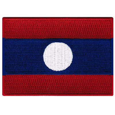 Cypress Collectibles - Laos Flag Patch - Premium Embroidered Appliqu - Asian Country Velcro-Brand Fasteners Patches - Dimensions: 3.5" x 2.5"