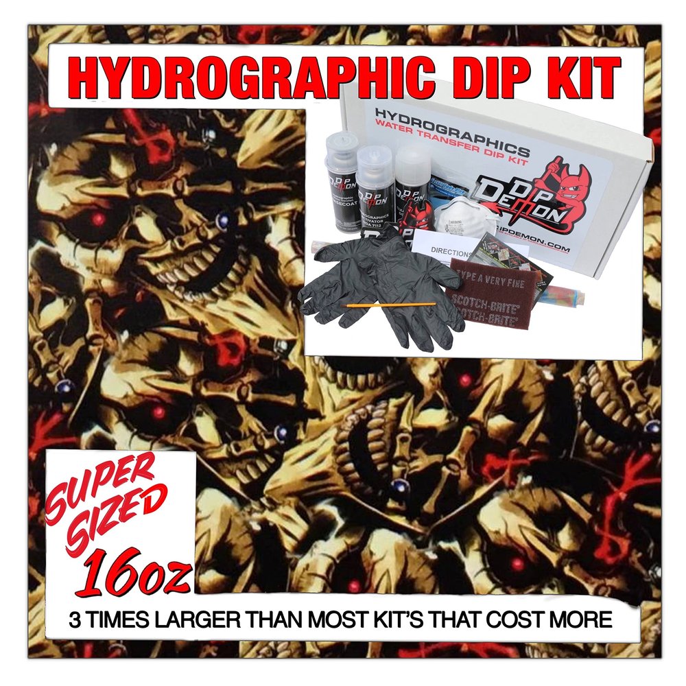 Hydrographic Dip Kit Jewel Skulls 16oz dip demon Hydro dip Dipping
