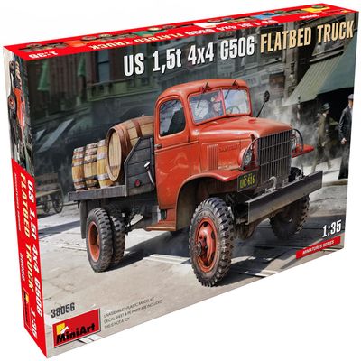 MiniArt MIN38056 1:35-US 1,5t 4x4 G506 Flatbed Truck, Molded Color
