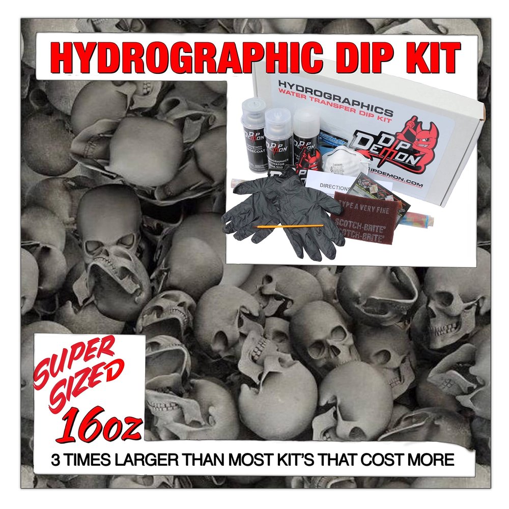 Hydrographic Dip Kit 3D Skulls 16oz dip demon Hydro dip Dipping