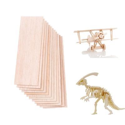 iUoczi12 Pack Balsa Wood Sheets 1/16 x 4 x 12 Inch Natural Wood Color Unfinished Wood for DIY Crafts Make Models of House Airplane Ship Boat DIY Wooden Plate Model,School Projects 300x100x1.5mm