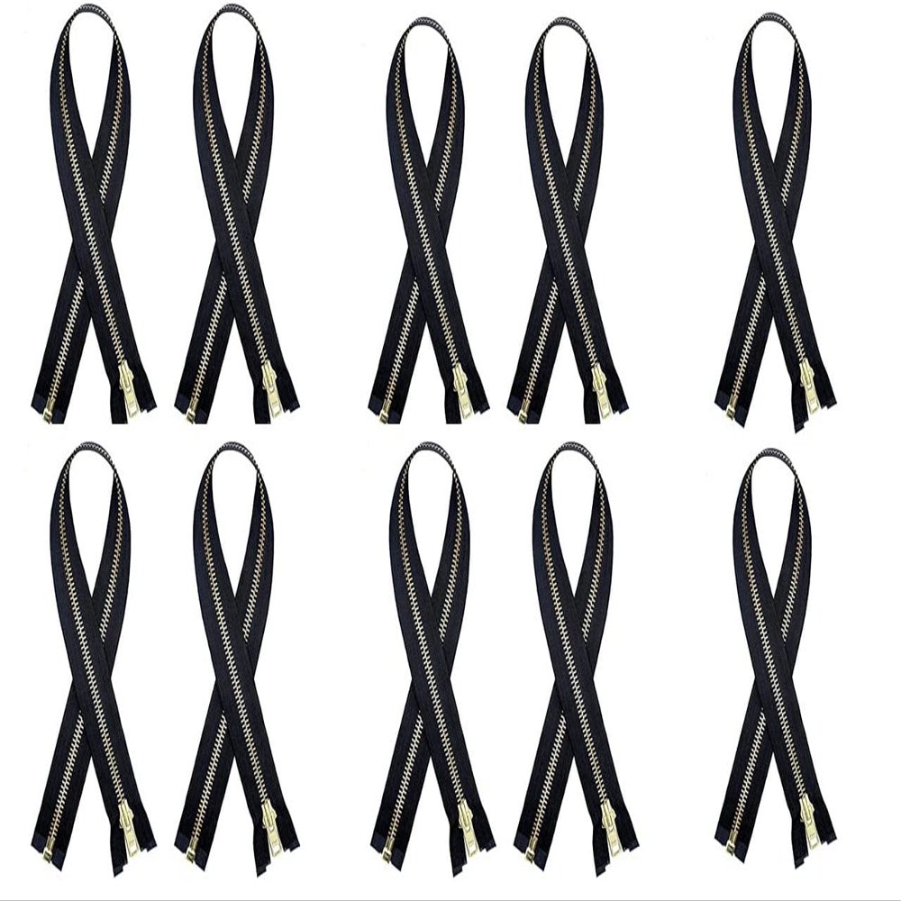 #5 Brass Black YKK Medium Weight Jacket Separating Zipper - Choose Your Length - Color: Black - Made in The United States (10 Zippers Per Pack) (Brass - 36" Inches)