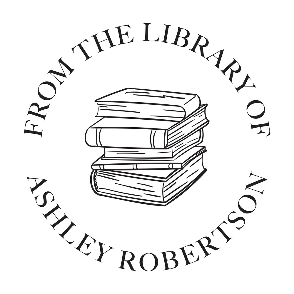 Personalized Book Embosser, Wooden or Self Inking Stamp, Custom Round Library Ex Libris Stamper, Gift for Book Lover (Stack of Books)