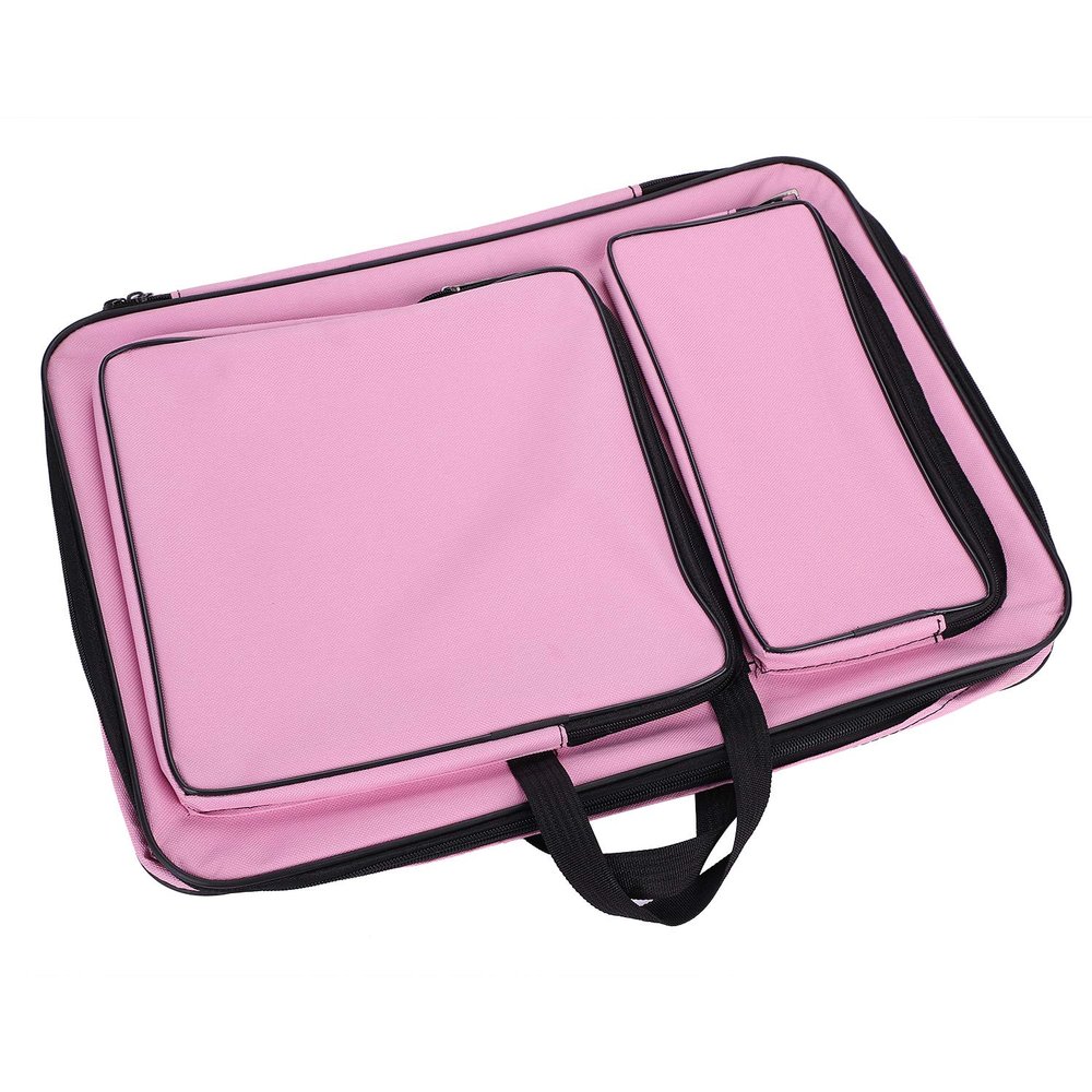 A3 Artist Portfolio Carry Shoulder Bag Case Adjustable Drawing Board Backpack Tote Bag Large Art Storage Bags for Artworkds Folding Easel Palette Sketch Paper Brushes Pencils (Pink)