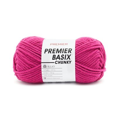 Premier Yarns Basix Chunky Yarn, Perfect for Crafting Quick Projects, Bulky Weight, Acrylic Yarn, Magenta, 3.5 oz, 117 yards