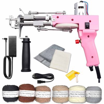 Tufting Gun Cut Pile Rug Gun Machine Starter Kit Rug Tufting Kit Electric Tufting Gun Carpet Weaving Flocking Machine, Includes 1,300 Yards Eco-Cotton Yarn, Tufting Cloth, Felt Backing Cloth (Color :