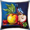 Brvsk Blue Needlepoint Kit for Adults and Beginners Red-flanked bluetail and Apples 1616 with Clear, Precise Printed Design on Cotton Canvas; Includes 2 Needles, Yarn, and Easy-Read Chart view 1