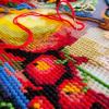 Brvsk Blue Needlepoint Kit for Adults and Beginners Red-flanked bluetail and Apples 1616 with Clear, Precise Printed Design on Cotton Canvas; Includes 2 Needles, Yarn, and Easy-Read Chart view 3