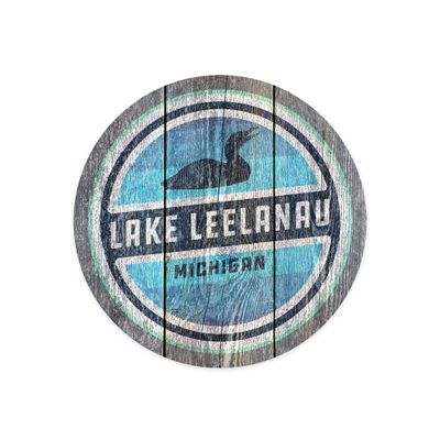 Lantern Press Sticker Lake Leelanau, Michigan, Rustic Loon, Die Cut Vinyl, (Waterproof Decal for Cars, Water Bottles, Laptops, Coolers), Small