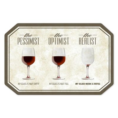 Lantern Press Sticker Wine Glasses Pessimist Optimist Realist Die Cut Vinyl, (Waterproof Decal for Cars, Water Bottles, Laptops, Coolers), Small