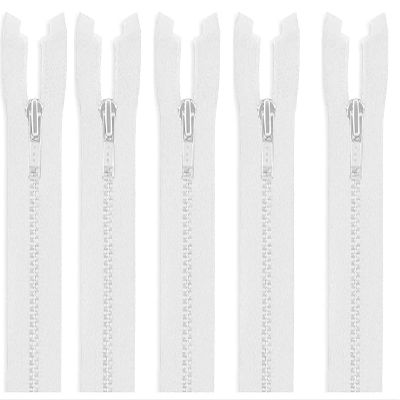 #3 Aluminum White YKK Lightweight Jacket Separating Zippers - Choose Your Length - Color: White - Made in The United States (5 Zippers Per Pack) (Aluminum - 27" Inches)