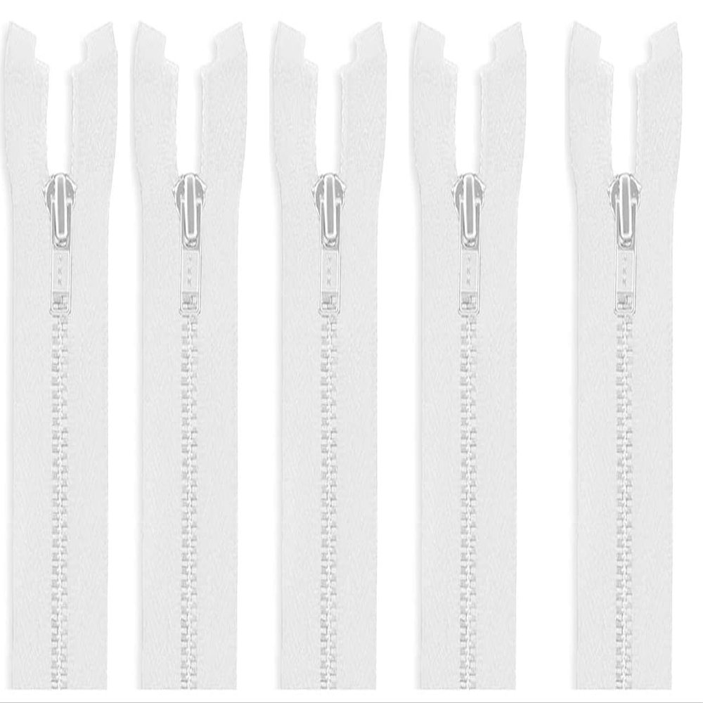 #3 Aluminum White YKK Lightweight Jacket Separating Zippers - Choose Your Length - Color: White - Made in The United States (5 Zippers Per Pack) (Aluminum - 27" Inches)